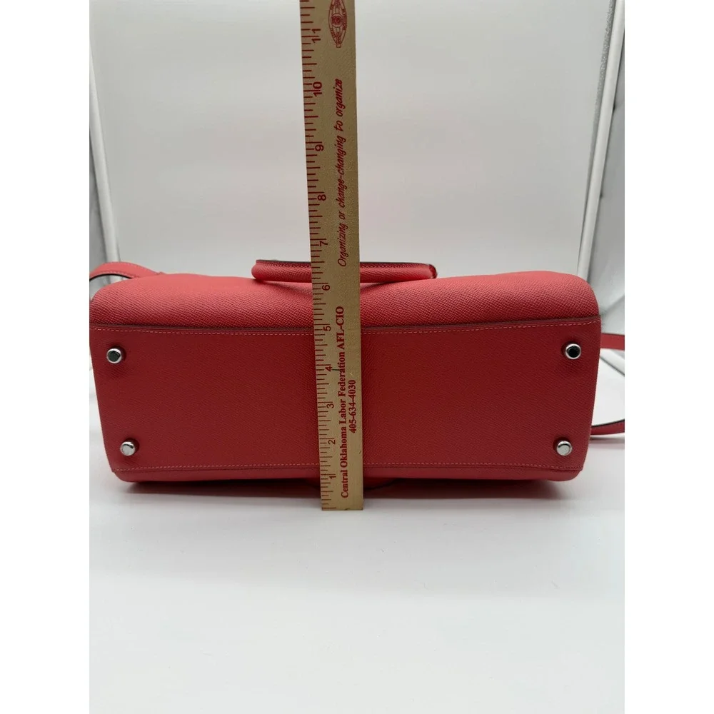 Coach Lillie Carryall Satchel Red Crossgrain Leather Handbag 91493